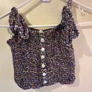 Floral Smocked Button-Up Tank **pet friendly home**